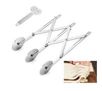 Tagliapasta a 3 Ruote in Acciaio Inox, Rullo Estensibile per Pasta Fresca e Pizza, Coltello Multidisco Regolabile, Affettatrice Professionale per Pasticceria e Ravioli