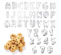 Tagliapasta a forma di lettere in acciaio inox, 36 pezzi, lettere e numeri, formine per biscotti in acciaio inox, formine per biscotti in metallo, per biscotti