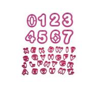 Set 36 Cutters Tagliapasta in plastica Lettere e Numeri piccoli h 2 cm