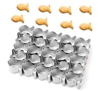 Tagliapasta per Cracker Pesce Rosso, 25 Cavità Tagliapasta per Biscotti Pesce Acciaio Inossidabile Mini Stampi a Forma di Pesce per Impasto Antiaderente Utensili da Forno