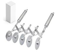 Tagliapasta professionale a 5 ruote, strumento per pizza e impasto, utensile da cucina multiuso in acciaio inox, utensile da cucina per cottura, taglio reticolare, dividere biscotti, rotella per