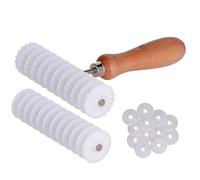 Tagliapasta Rotella Regolabile con 24 Lame in Derlin Diametro 40 mm, 12 Lisce e 12 dentate, Manico in Lengo