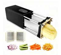 Tagliapatate Elettrico con Lame Duali da 1/2" e 3/8", Tritapatate In Acciaio Inossidabile per Strisce Spesse e Sottili, per Patate, Carote, Cetrioli, Uso Domestico e Commerciale