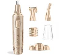 Tagliapeli Naso e Orecchie 3 in 1 Set Ricaricabile via USB, Tagliacapelli Professionale Indolore per Sopracciglia e Viso, Impermeabile, Adatto a Uomini e Donne, Champagne