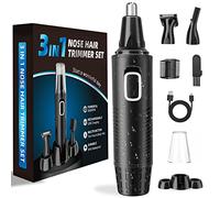 Tagliapeli Naso e Orecchie 3 in 1 Set Ricaricabile via USB, Tagliacapelli Professionale Indolore per Sopracciglia e Viso, Impermeabile, Adatto a Uomini e Donne, Nero
