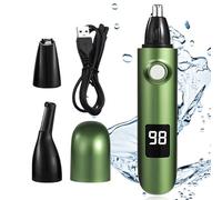 Tagliapeli Naso e Orecchie, 3 in 1 Taglia Peli USB Ricaricabile, Rasoio Peli con Display a LED, per Capelli del Naso, Barba