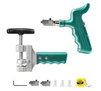 Tagliapiastrelle manuale per vetro, 11 pezzi, strumento per la scrittura di cerchi in lega, design ergonomico per lavori di taglio a specchio per piastrelle di vetro, colore verde