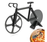 Tagliapizza bicicletta in acciaio inox con rivestimento antiaderente, design pratico, novità, divertenti utensili da cucina, 19 cm, nero