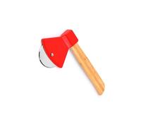Tagliapizza con manico in bambù, piccolo utensile da cucina, coltello creativo per pizza (rosso)
