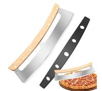 Tagliapizza in acciaio inox con coperchio di protezione per pizza e pizza in acciaio inox resistente al calore con manici in legno
