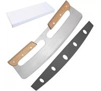 Tagliapizza in acciaio inox, lama curva con manico in legno e copertura protettiva, utensile da cucina for pasticceria(With box)