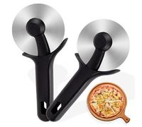 Tagliapizza in acciaio inox, originale, nero, manico in silicone antiscivolo, rotella per pizza professionale, lama con custodia, lavabile in lavastoviglie