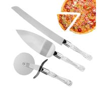 Tagliapizza per pizza, set per tagliare torte nuziali | Tagliapizza per torta con manico in cristallo per pasta | Tagliapizza versatile, gadget da cucina in acciaio inox per feste in hotel