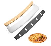 Tagliapizza Professionale 35cm, Taglia Pizza Acciaio Inox con Manico in Legno e Coprilama, Pizza Cutter Multiuso per Pizze, Pane e Torta Pasqualina, Taglio Rapido e Uniforme per Pizzerie e Cucine