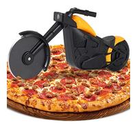 Tagliapizza Ruota Moto, Taglierina per Pizza a Forma di Moto in Acciaio Inox Lame con Rivestimento Antiaderent con Cavalletto, Pizza Coltello Rotella Taglia Affettatrice, Novità Regalo Natale (Giallo)