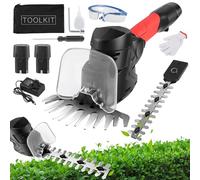 Tagliasiepi a batteria, 2 in 1, senza fili e tagliasiepi, batteria professionale, doppia lama, con batterie ricaricabili da 2 x 2000 mAh, per siepi, arbusti, giardinaggio, prato
