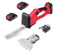 Tagliasiepi a Batteria 2 in 1, Tagliabordi Elettrico con 2 Lame Intercambiabili, Testa Regolabile, 2x2000mAh Batterie Ricaricabili per Giardino,Prato,Cortile, kit Tagliasiepi ed Erba