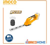 Tagliasiepi a Batteria INGCO + 2 Lame + 1 Batteria 20v da 2Ah + Caricabatterie