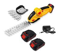 Tagliasiepi a batteria, 24 V, cesoie da giardino a batteria, 2 in 1, batteria cordless e tagliasiepi, elettrici, con 2 batterie ricaricabili per giardino e prato