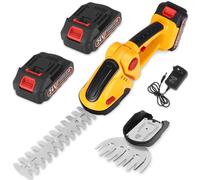 Tagliasiepi a Batteria, Decespugliatore e Tagliaerba 2-in-1, Tagliasiepi Elettrico 2x1500mAh Batteria, Taglia Siepi da Giardino a Batteria Lunghezza Lama 22cm&6cm per Tagliare Siepi e Prati