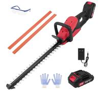 Tagliasiepi a batteria professionale, forbici per siepi e arbusti, leggero, a batteria, elettrico con batteria e caricabatterie, lunghezza di taglio 50 cm, spessore di taglio 15 mm, doppia lama di