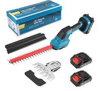 Tagliasiepi Batteria, cesoia da giardino cesoie per erba a taglia siepe elettrica, taglio siepe senza fili con batteria 1500 mAh*2, doppia lama di taglio, per diserbergere, potare gli alberi, arbusti