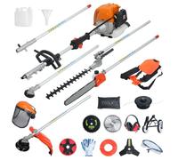 Tagliasiepi da 52 cc, 8 in 1, alimentato a gas, a 2 cicli, decespugliatore, decespugliatore con asta di prolunga, motore da 2,3 kW, serbatoio del carburante da 1,2 l, ruota ausiliaria per cortile