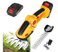 Tagliasiepi e Cesoia per Erba a Batteria 2 In 1, Tagliaerba Elettrico con Batteria Agli Ioni di Litio da 1500 Mmah, Tagliasiepi Portatile Leggero con 2 Lame Intercambiabili