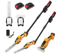 Tagliasiepi Elettrico 2-in-1 con Asta Telescopica Estendibile (2,5m), 2 Lame Professionali, Doppia Batteria 1500mAh e Caricabatterie - Ideale per Potatura di Arbusti, Giardini e Aiuole