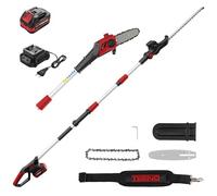 Tagliasiepi Elettrico,2 in 1 Tagliasiepi Estensibile e Motosega,Batteria 20V 4000mAh Inclusa,Impugnatura Principale Regolabile,Testa Inclinabile, Motore Brushless da 42 cm,Tracolla in Dotazione