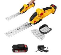 Tagliasiepi Elettrico a Batteria, 6000mAh 24V Portatile Cesoie da Giardino a Batteria 2 in 1 Regolabile Decespugliatore e Tagliaerba per Giardino e Prato