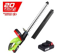 BAKAJI Tagliasiepi Elettrico a Batteria Ricaricabile agli Ioni di Litio 20V 2Ah Sega Elettrica Tagliabordi Decespugliatore Giardino Lame in Acciaio Inox, Custodia + Batteria Litio + Caricabatteria