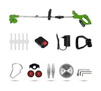 Tagliasiepi, Tagliaerba elettrico pieghevole 21V 1800W Tosaerba potabile a batteria Strumenti di taglio for potatura da giardino con 2 batterie e amp; Ruote(Green 1Battery)