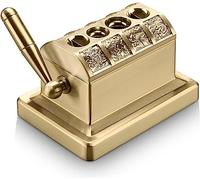 Tagliasigari in acciaio inox quadruplo da tavolo, finitura spazzolata, in acciaio inox intagliato a V, tagliasigari da tavolo per il taglio di sigari (oro)