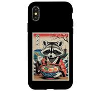 Tagliatelle giapponesi con stampa a blocchi di legno e kimono di Raccoon Ramen Custodia per iPhone X/XS