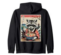 Tagliatelle Giapponesi con Stampa a Blocchi di Legno e Kimono di Raccoon Ramen Felpa con Cappuccio