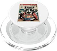 Tagliatelle giapponesi con stampa a blocchi di legno e kimono di Raccoon Ramen PopSockets PopGrip per MagSafe