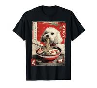 Tagliatelle Giapponesi Ramen Vintage con Cane Bichon Frise Maglietta