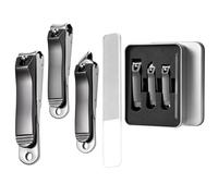 Tagliaunghie Professionale 4 in 1 con Portaunghie Anti-Schiocco, Set Tagliaunghie per Mani e Piedi in Acciaio Inox, Tronchesino Unghie Piedi per e Incarnite con Lima di Vetro, Kit Manicure e Pedicure