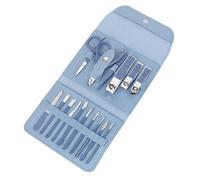 Tagliaunghie da uomo, 16 pezzi, con borsa in pelle PU, impugnatura comoda, conservazione e trasporto più facili, strumento per manicure per tagliare le unghie dei piedi per la casa (Cielo blu)
