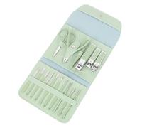 Tagliaunghie da uomo, 16 pezzi, con borsa in pelle PU, impugnatura comoda, conservazione e trasporto più facili, strumento per manicure per tagliare le unghie dei piedi per la casa (Verde Matcha)