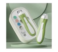 Tagliaunghie elettrico sicuro per bambini, kit di lima per unghie per bambini, kit per la toelettatura di neonati o adulti, 6 testine di macinazione e LED (verde)