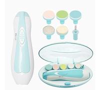 Tagliaunghie elettrico sicuro per bambini, kit manicure con lima per unghie, kit per manicure per neonati o adulti, 6 testine di macinazione e luce LED (blu)