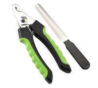 Tagliaunghie professionale for cani e animali domestici, 2 pezzi, con lima for unghie, set di forbici for la bellezza in acciaio inossidabile(Black-Green,16cm set)