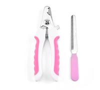 Tagliaunghie professionale for cani e animali domestici, 2 pezzi, con lima for unghie, set di forbici for la bellezza in acciaio inossidabile(Pink-White,12cm Set)
