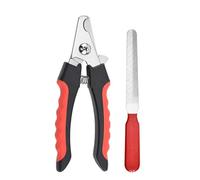 Tagliaunghie professionale for cani e animali domestici, 2 pezzi, con lima for unghie, set di forbici for la bellezza in acciaio inossidabile(Black-Red,12cm Set)
