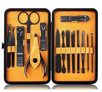 Tagliaunghie Set Professionale - Grooming Kit Strumenti per Manicure e Pedicure 15pcs con Box (Giallo)