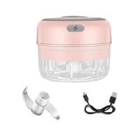 Tagliaverdure elettrico, 1 Set Di Macchina Per Purea Aglio, Frullino, Tritacipolle Elettrico Da 250 Ml, Tritacarne Per Verdure Alla Vaniglia, Robot Cucina,affettare e tagliare(Pink-100ML)