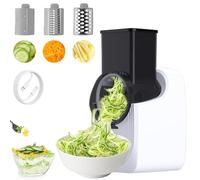 Tagliaverdure Elettrico, 3 in 1 Multifunzione Tritatutto da Cucina con 3 set di Lame, Facile da Pulire Grattugia Elettrico per Frutta e Verdura
