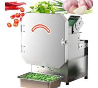 Tagliaverdure Elettrico Professionale con Nastro trasportatore, Robot da Cucina Automatico in Acciaio Inossidabile, Doppia velocità Regolabile per Cipolla Patata Pomodoro Carota Cavolo peperone,220v